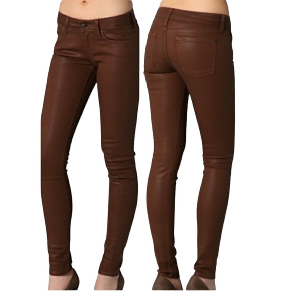 Vince Denim - VINCE Lola Stovepipe Coated Skinny Jeans in Vicuna Brown Size 27